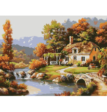 Set pictură pe numere 60*80 "Casа lângă râu" 4201