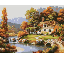 Набор для рисования по номерам 60*80 "Уютный дом у реки" 4201