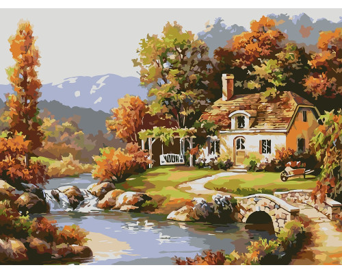 Набор для рисования по номерам 60*80 "Уютный дом у реки" 4201