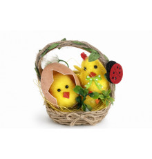Декоративная фигурка цыпленка с яйцом в корзинке ML30-3 247317