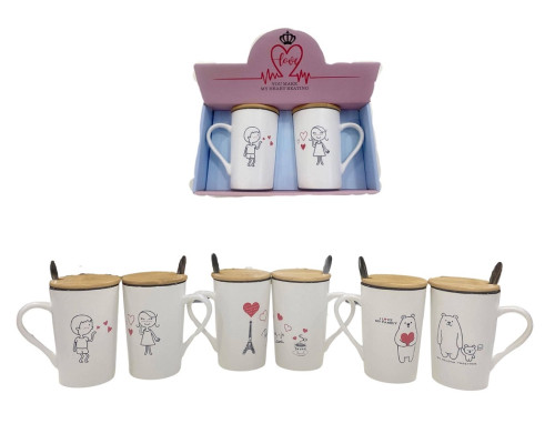 Set 2 cani h12,5cm, +2 capacele, +2 lingurite S64-3 (24)