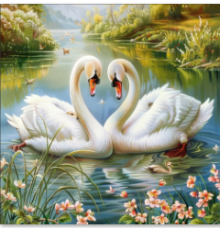 Алмазная мозаика 40*50 см "Любовь лебедей" X14-1 (25)