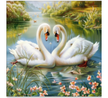 Алмазная мозаика 40*50 см "Любовь лебедей" X14-1 (25)