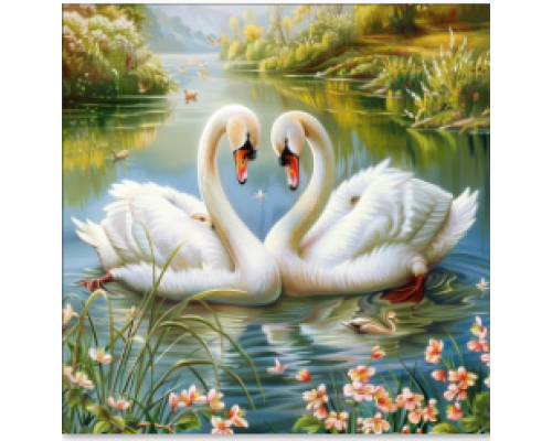 Алмазная мозаика 40*50 см "Любовь лебедей" X14-1 (25)