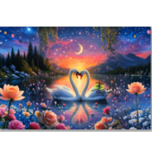 Алмазная мозаика 40*50 см "Лебединый закат" X14-3 (25)