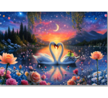 Алмазная мозаика 40*50 см "Лебединый закат" X14-3 (25)