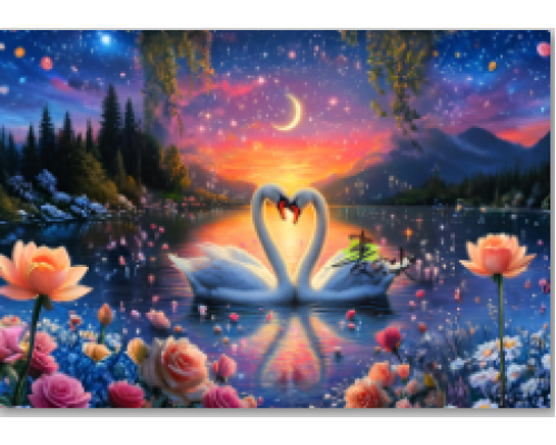 Алмазная мозаика 40*50 см "Лебединый закат" X14-3 (25)