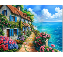 Алмазная мозаика 40*50 см "Дом у моря" X14-5 (25)