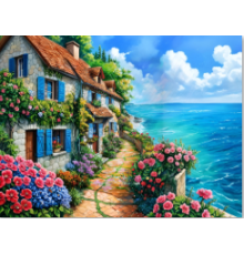 Алмазная мозаика 40*50 см "Дом у моря" X14-5 (25)