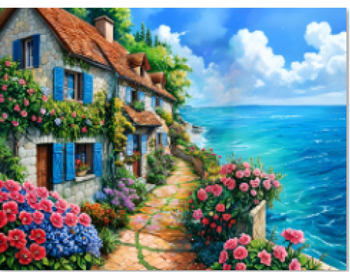 Алмазная мозаика 40*50 см "Дом у моря" X14-5 (25)