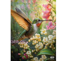 Алмазная мозаика 40*50 см "Колибри и цветы" X14-7 (25)