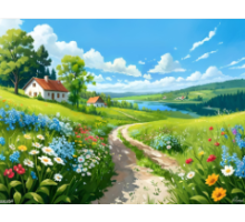 Алмазная мозаика 40*50 см "Цветочная долина" X14-11 (25)