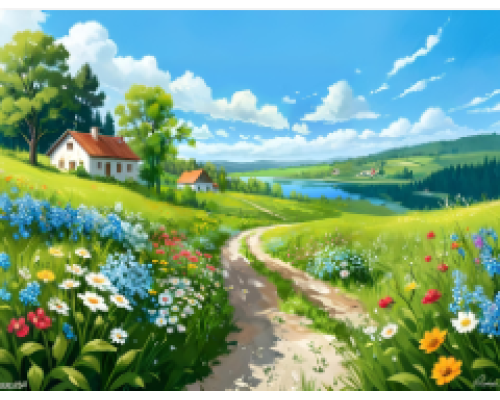 Алмазная мозаика 40*50 см "Цветочная долина" X14-11 (25)