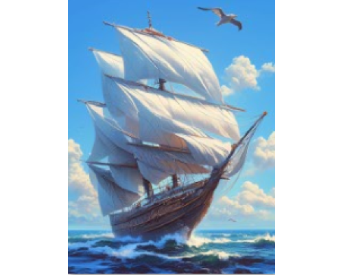 Алмазная мозаика 40*50 см "Парусник" X14-14 (25)