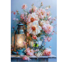 Алмазная мозаика 40*50 см "Цветы и фонарь" X14-18 (25)