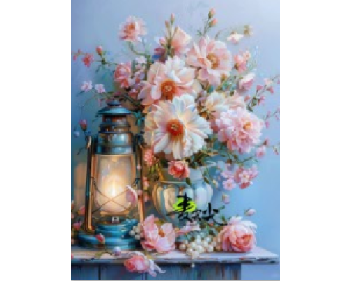 Mozaic cu diamante 40*50 cm "Flori si felinar" X14-18 (25)