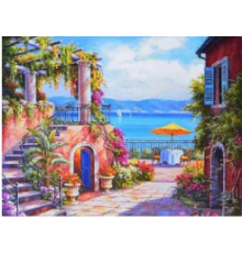 Алмазная мозаика 40*50 см "Солнечная терраса у моря" X14-19 (25)