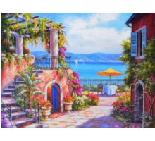 Алмазная мозаика 40*50 см "Солнечная терраса у моря" X14-19 (25)