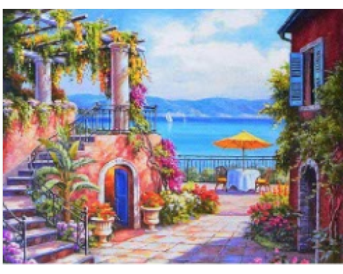 Алмазная мозаика 40*50 см "Солнечная терраса у моря" X14-19 (25)