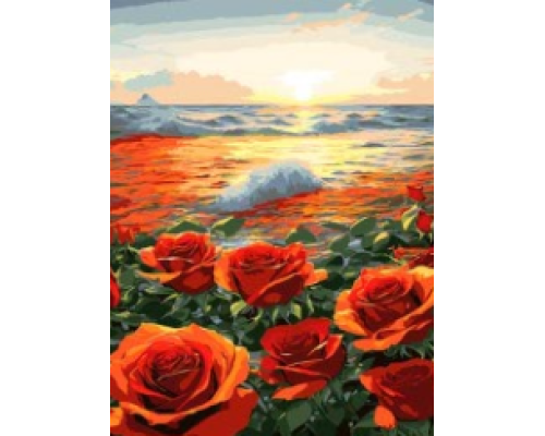 Алмазная мозаика 40*50 см "Розы на морском закате" X14-20 (25)