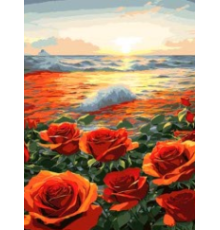 Алмазная мозаика 40*50 см "Розы на морском закате" X14-20 (25)
