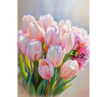 Алмазная мозаика 40*50 см "Нежные тюльпаны" X14-25 (25)