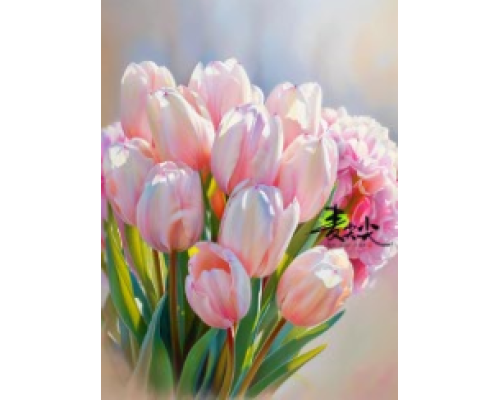 Алмазная мозаика 40*50 см "Нежные тюльпаны" X14-25 (25)