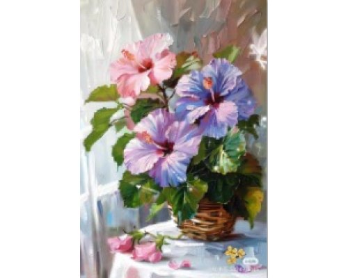 Алмазная мозаика 40*50 см "Гибискус в корзине" X14-26 (25)