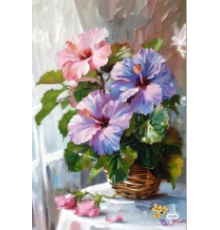 Алмазная мозаика 40*50 см "Гибискус в корзине" X14-26 (25)