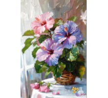 Алмазная мозаика 40*50 см "Гибискус в корзине" X14-26 (25)
