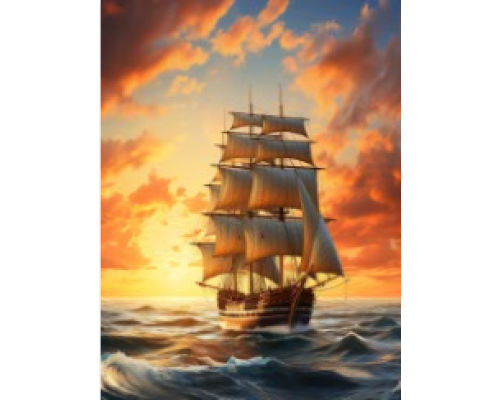 Mozaic cu diamante 40*50 cm "Corabie cu vele la apus" X14-27 (25)