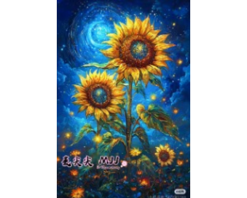 Алмазная мозаика 40*50 см "Космические подсолнухи" X14-30 (25)