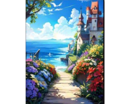 Алмазная мозаика 40*50 см "Замок у моря" X14-31 (25)