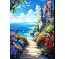 Алмазная мозаика 40*50 см "Замок у моря" X14-31 (25)