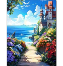 Алмазная мозаика 40*50 см "Замок у моря" X14-31 (25)