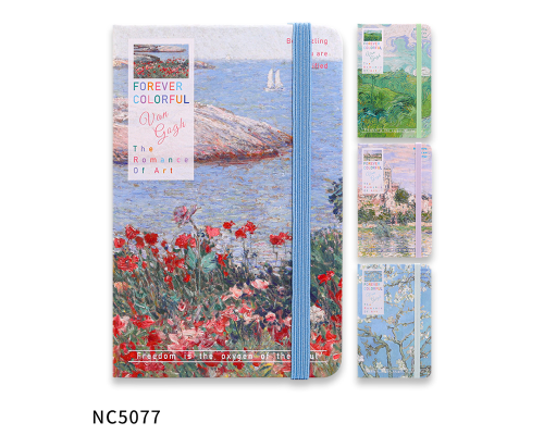 Блокнот A5 80 л. линия, твердая обложка с резинкой, NC 5077 (16/96)