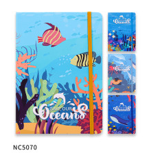 Блокнот A5 80 л. линия, твердая обложка с резинкой, NC 5070 (16/96)