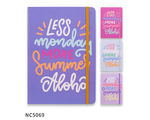 Блокнот A6 80 л. линия, твердая обложка с резинкой, NC60269 (24/144)