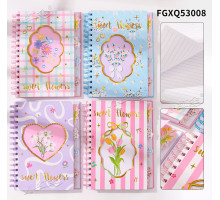 Блокнот A5 80 л. линия, твердая обложка на спирали, 4 разделителя FGXQ53008 (96)