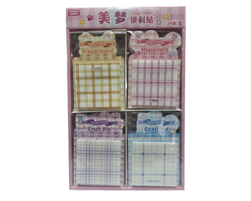 Бумага для заметок с липким слоем 76x76mm 100л. «Клетка» асорти BLT-2343 (24/480)