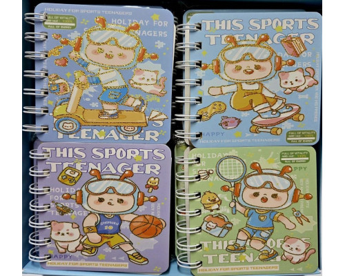 Блокнот детский 95*95 мм, 80л., линия, на спирали HMX-9505 (20/320)