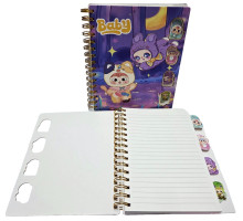 Carnet B5 120 foi, linie, coperta tare cu spiră, 4 despartituri A5XQ-8801 (80)