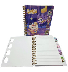 Carnet B5 120 foi, linie, coperta tare cu spiră, 4 despartituri A5XQ-8801 (80)