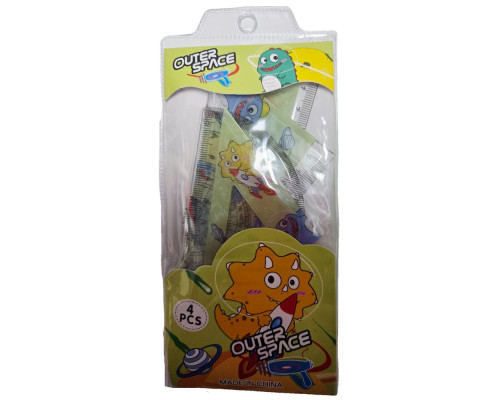 Set geometrie copii, 4 piese (rigla 15 cm, 2 echere, raportor), colectia Outer Space (48/576)
