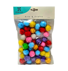 Pompoane cu gliter 30 mm 50 buc, asorti (240)