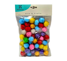 Pompoane cu gliter 30 mm 50 buc, asorti (240)