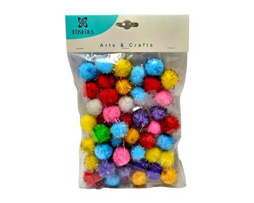 Pompoane cu gliter 30 mm 50 buc, asorti (240)