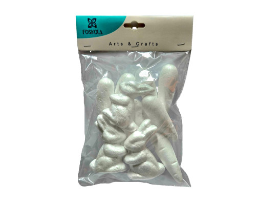 Decoratiune de Pasti "Iepurasi cu morcovi" 7cm, 4/6 buc, polisrerol S18-16 (12/240)