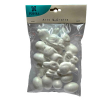 Decoratiune de Pasti "Iepurasi cu oua" 5/4 cm, 6/10 buc, polisrerol S18-17 (12/240)