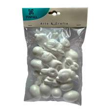 Decoratiune de Pasti "Iepurasi cu oua" 5/4 cm, 6/10 buc, polisrerol S18-17 (12/240)